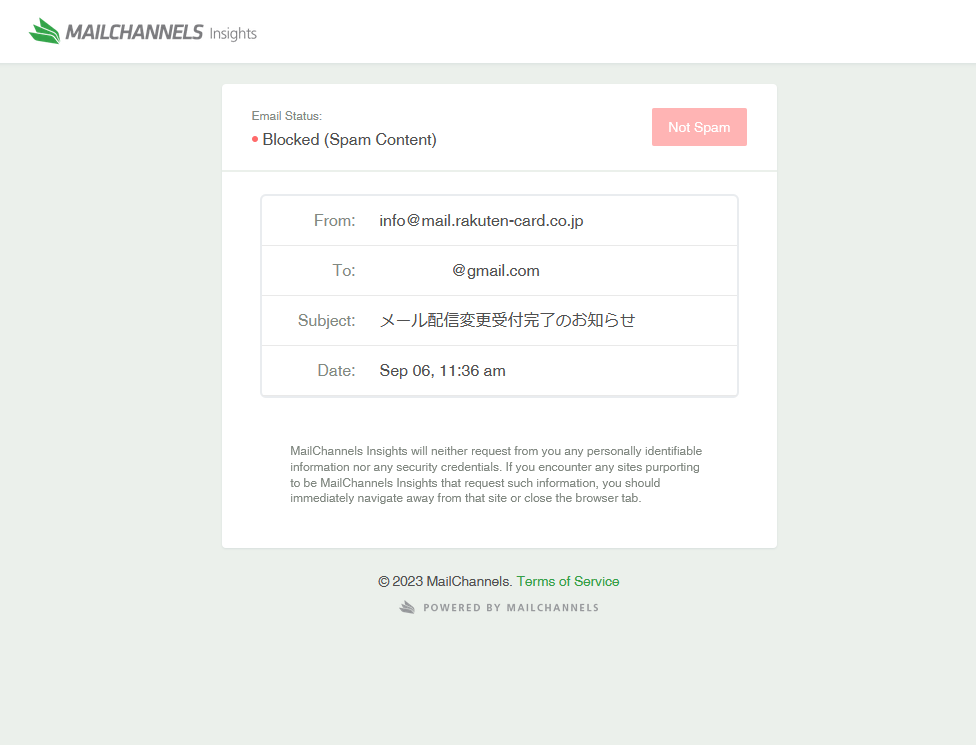 MAILCHANNELS lnsights Blockd(Spam Content)