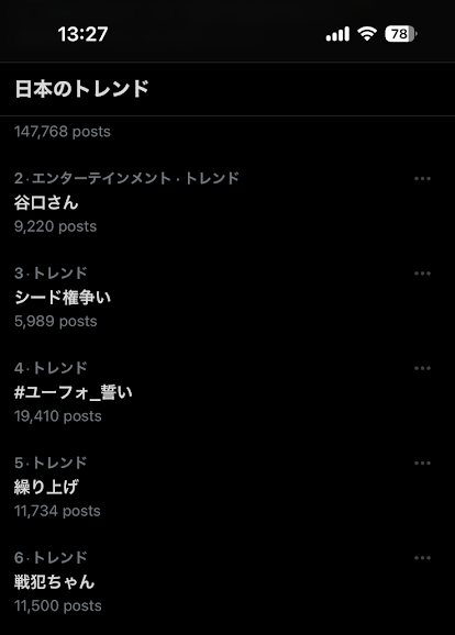 X(Twitter)のトレンド 戦犯ちゃん