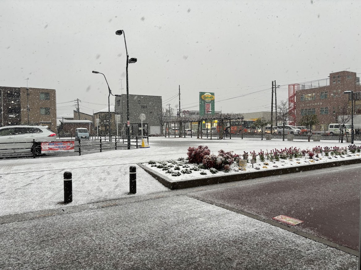 埼玉県川口市 南鳩ヶ谷駅前近くで積雪