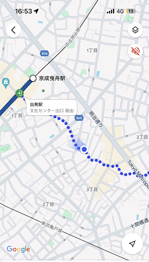 京成曳舟に向かうキラキラ橘商店街からの道はグネグネしてる