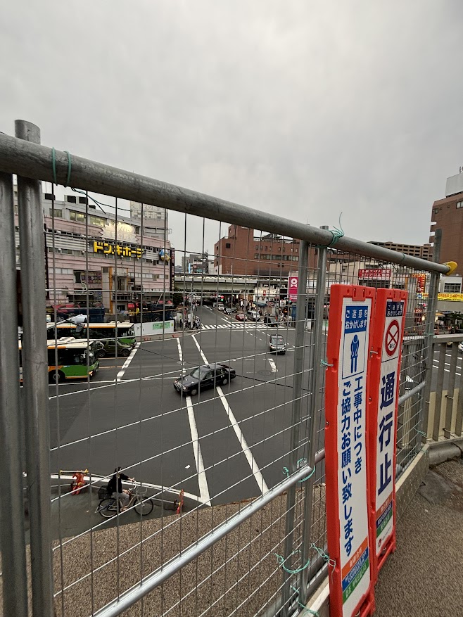 亀戸駅前交差点の歩道橋の工事