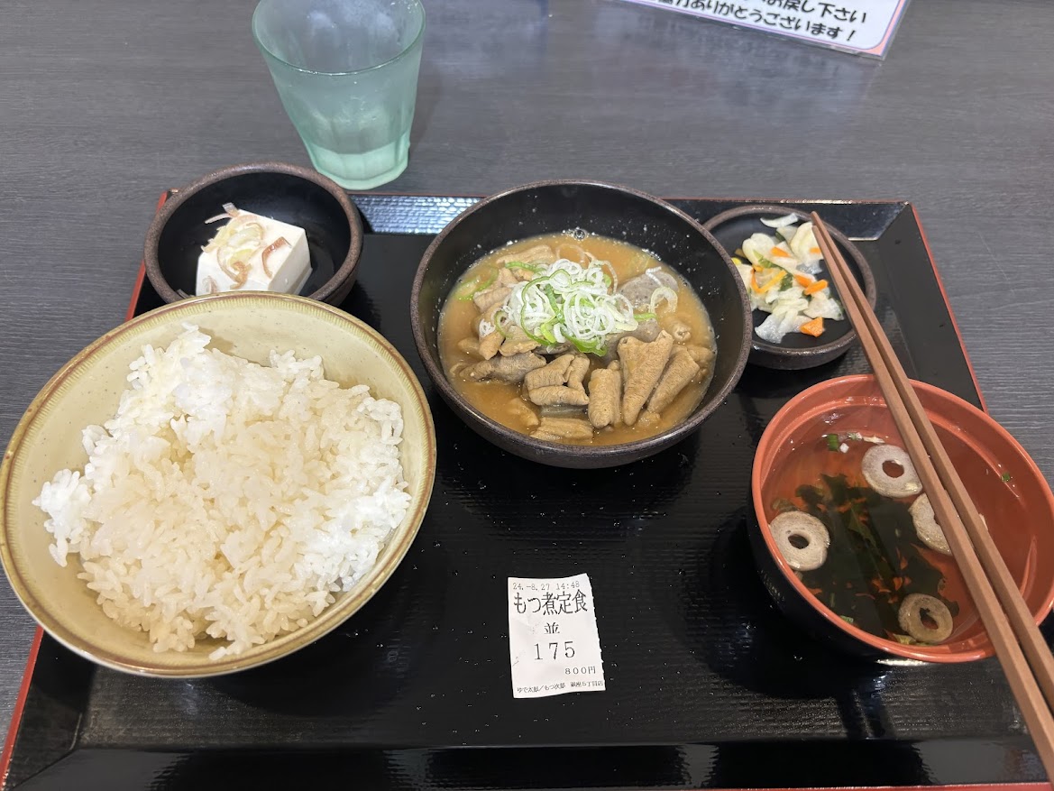ゆで太郎 銀座5丁目店 上州もつ次郎でもつ煮定食