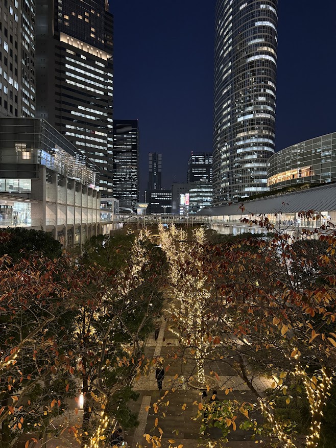 品川駅港南口の品川インターシティ セントラルガーデンでイルミネーション装飾