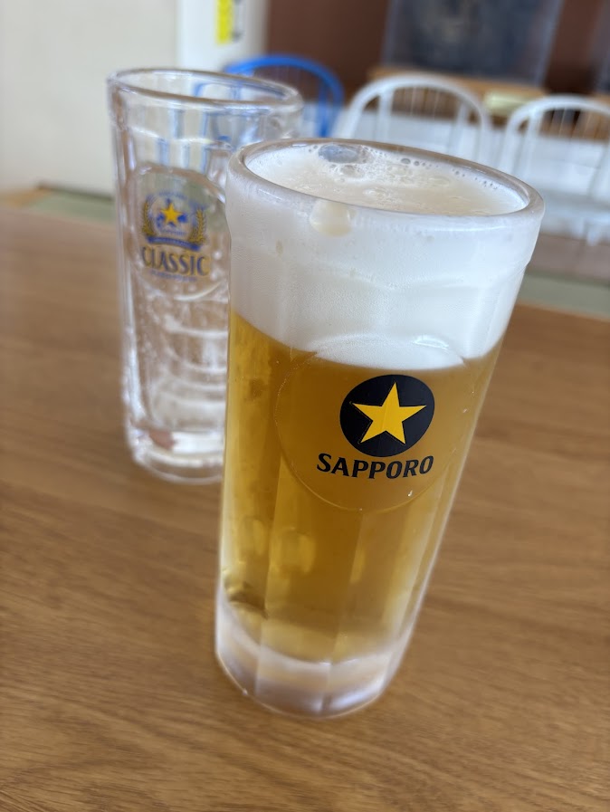 北のたまゆら 東苗穂店で生ビール（サッポロ黒ラベル）