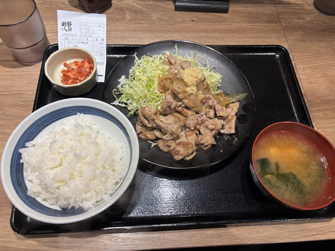 野郎めし 蒲田東口店でしょうが焼定食（並盛）