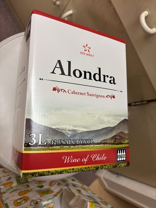 チリの赤ワイン「Alondra Cabernet Sauvignon in Box（アロンドラ カベルネ・ソーヴィニヨン バッグ イン ボックス）」（3L）