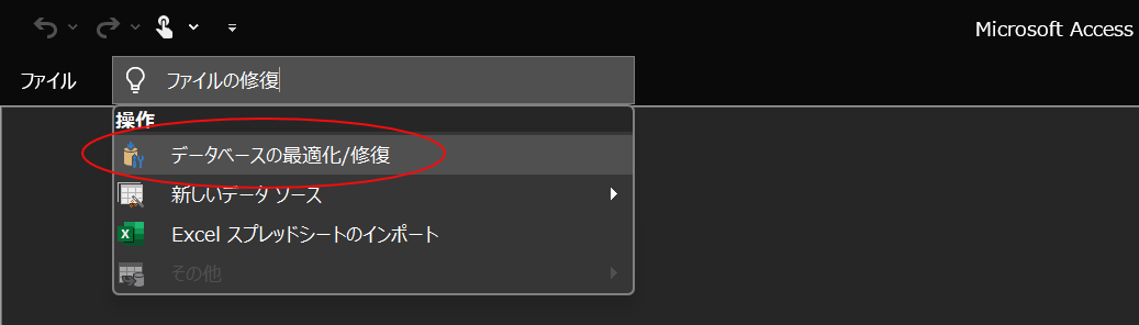 Microsoft Access Runtimeでデータベースの最適化/修復