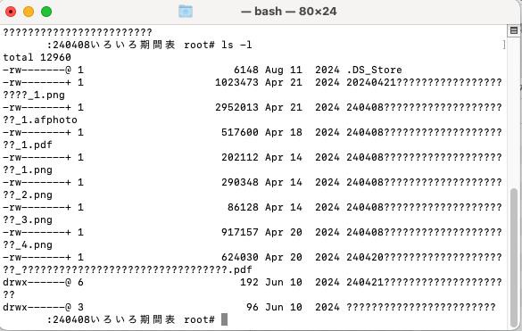 TimeMachine（タイムマシン）のバックアップ先のフォルダ表示でアクセス権限がないフォルダにrootユーザーでターミナルでアクセス