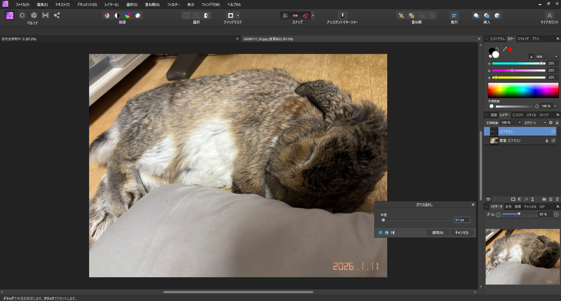 Affinity Photo 1でアナログ写真風（フィルム写真風）日付文字を入力