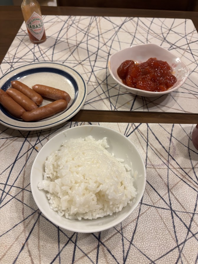 ウインナー、筋子、ご飯