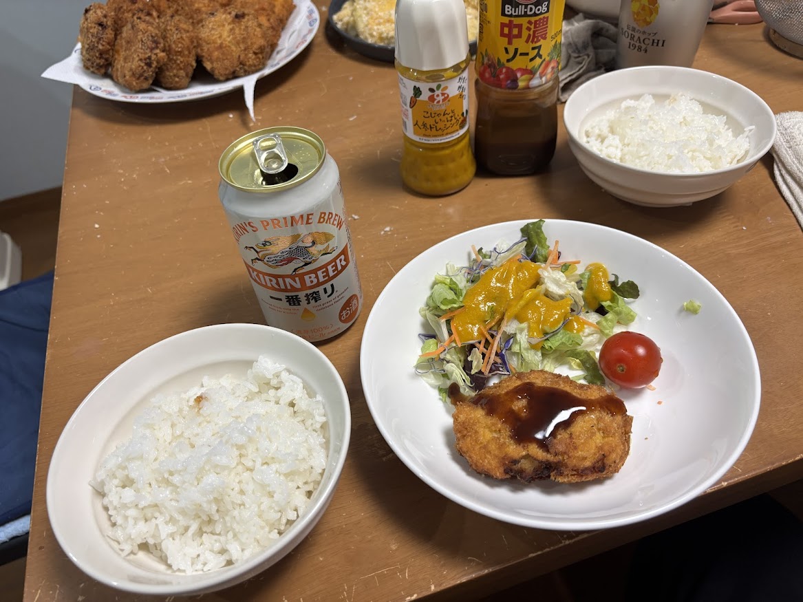 嫁さん実家__で自家製コロッケ等