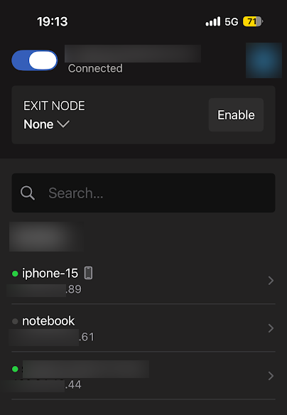 iPhone（iOS）のTailscaleアプリでexit node経由で接続し自宅内LAN経由から外部Web接続