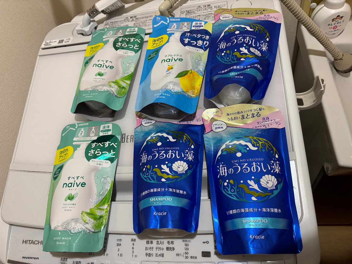 Kracie 液体ボディソープ すべすべnaive（ナイーブ）、リフレッシュnaive（ナイーブ）  シャンプー 海のうるおい藻が税抜き198円