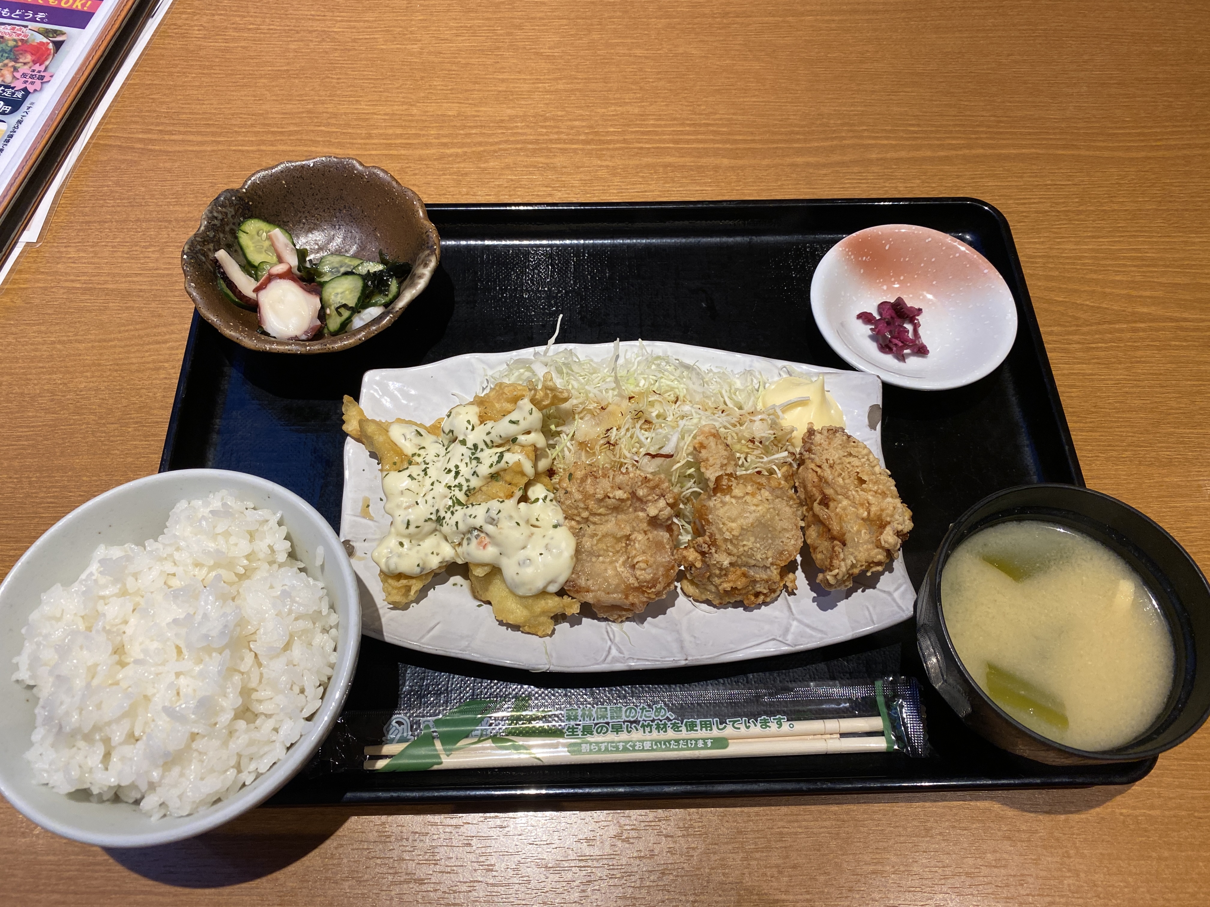 桜姫鶏ハーフ＆ハーフ定食（チキン南蛮と鶏唐揚げ）