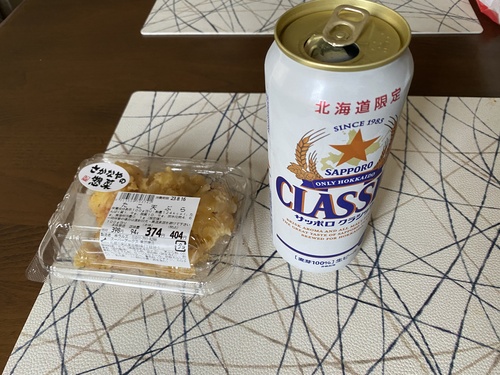 たこ天ぷらとサッポロクラシック