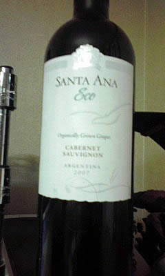 アルゼンチンの赤ワイン「SANTA ANA ECO CABERNET SAUVIGNON(サンタ・アナ・エコ・カベルネ・ソーヴィニヨン)2007」