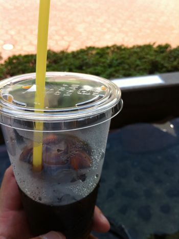 アイスコーヒー飲みつつ足湯