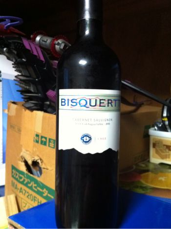 チリの赤ワイン「BISQUERTT CABERNET SAUVIGNON（ビスケルト カベルネ ソーヴィニヨン）2010」