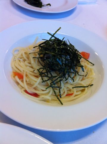 山芋とオクラとじゃこのオイルパスタ