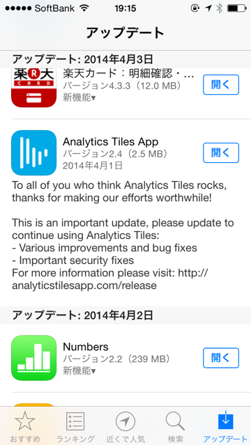 「Analytics Tiles」復活