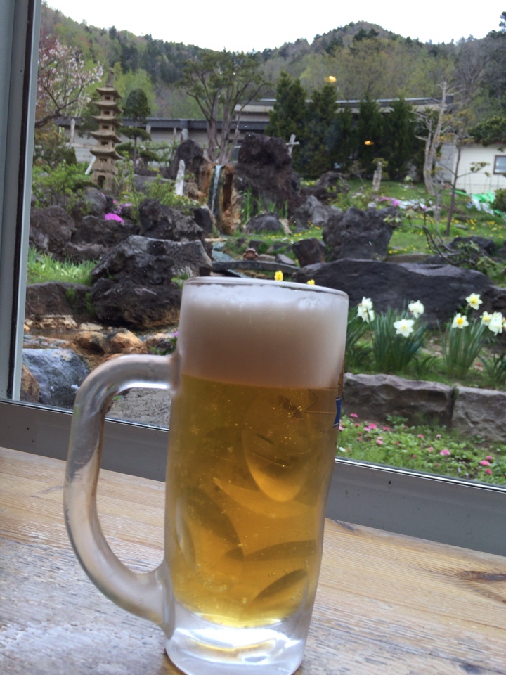 豊平峡温泉で生ビール2