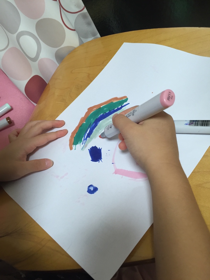 子供とコピックで塗り絵