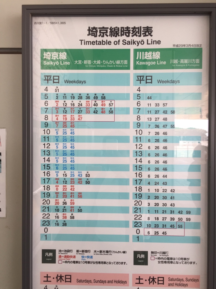 埼京線時刻表