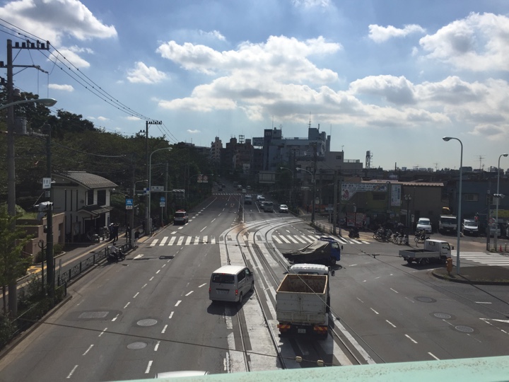 歩道橋から見た都電荒川線線路
