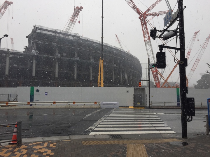 2018/01/22 御膳の国立競技場駅近くの積雪状況