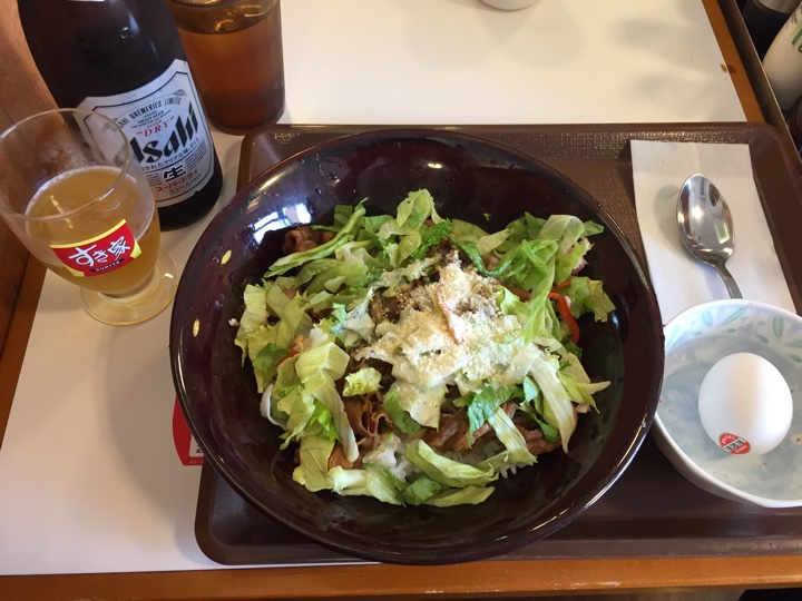 シーザーレタス牛丼+おんたまトッピング