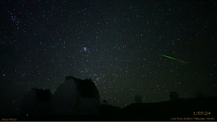 ペルセウス座流星群ライブ　ハワイ・マウナケアの国立天文台すばる望遠鏡