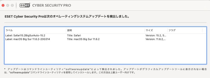 ESETのアップデート通知