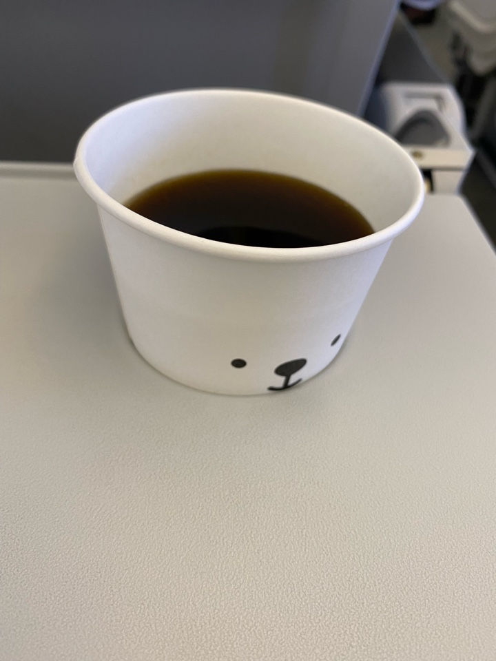 エアードゥの飛行機内でコーヒー