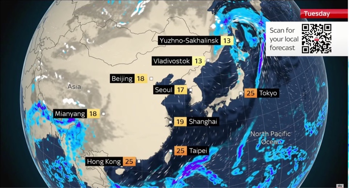 極東アジア 最高気温（by SKY NEWS）