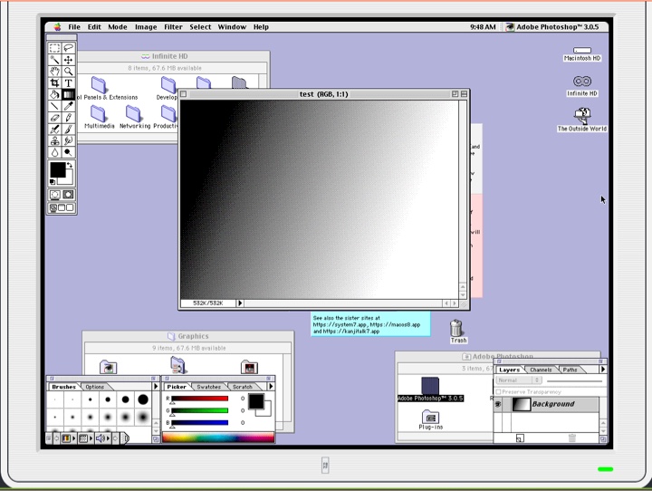 Photoshop 3.0.5も普通に動く